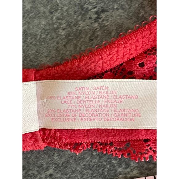 Victoria’s Secret Dream Angels Bra 34C Lined Demi/Demi Buste Double Red Lace - Picture 7 of 9